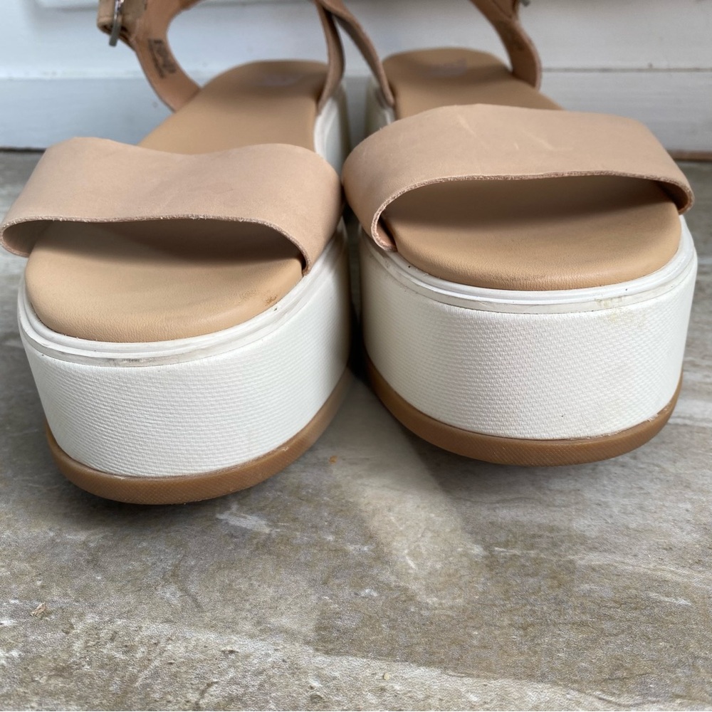 Sorel Summer Leather Dayspring Platform Sandal Buckle Tan White 10 Like New - Picture 6 of 9